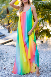Casual Elegant Color Lump Split Joint Backless U Neck A Line Dresses